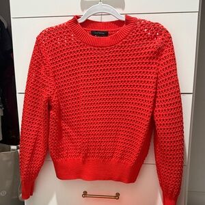 Ann Taylor Vibrant Red/Orange Crew Neck Sweater